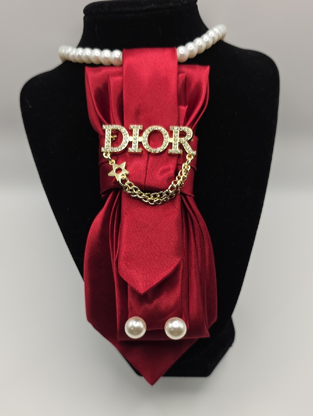 Tie Necklace | Red Satin